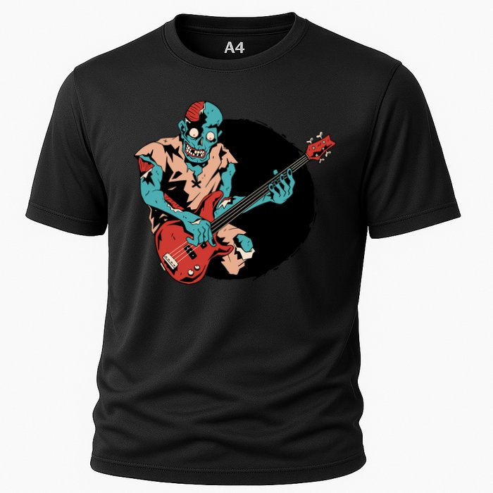Zombie Playing Bass Cooling Performance Crew T-Shirt