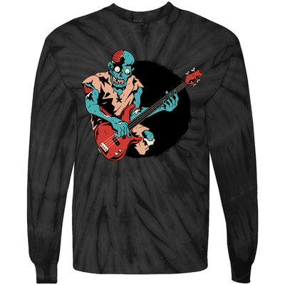 Zombie Playing Bass Tie-Dye Long Sleeve Shirt