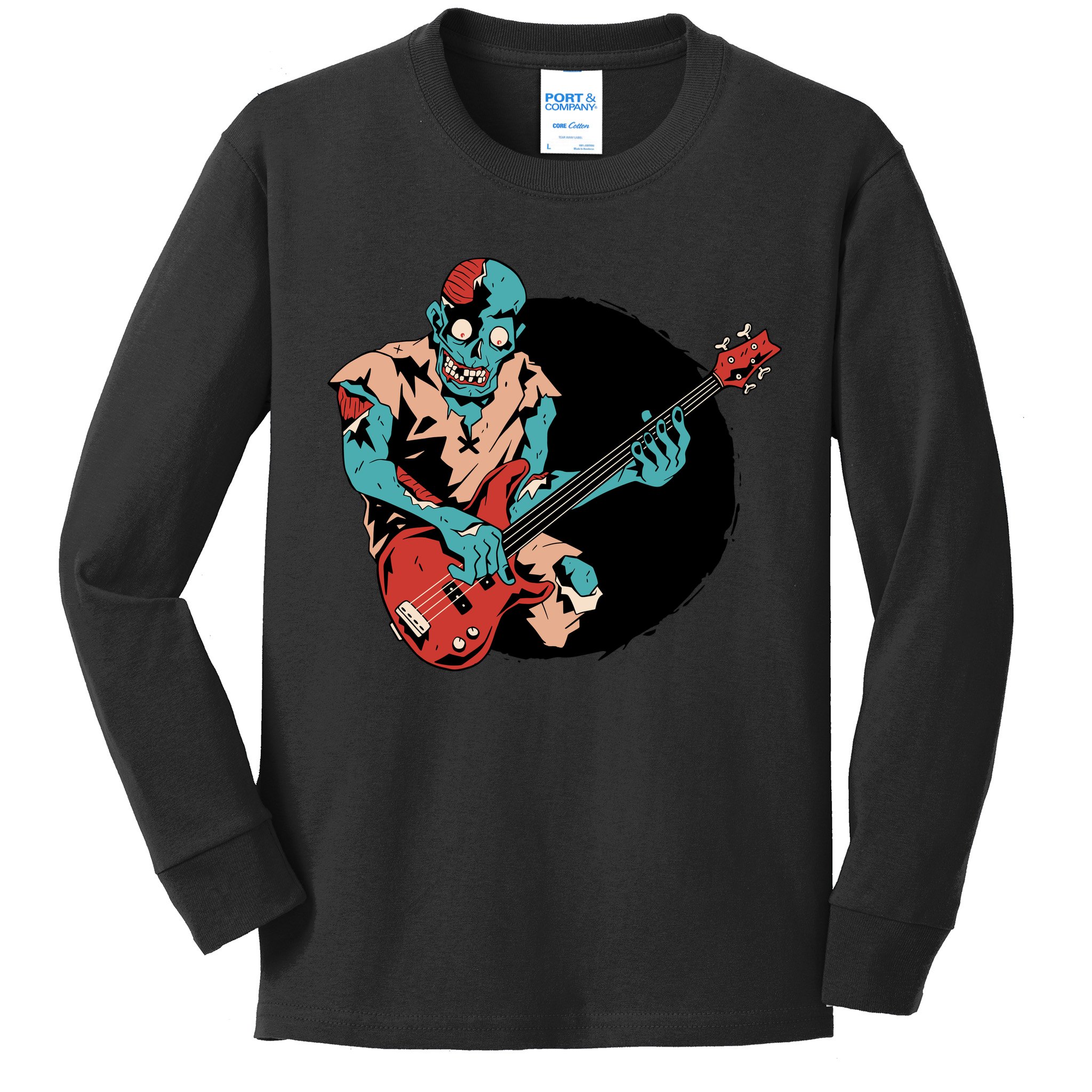 Zombie Playing Bass Kids Long Sleeve Shirt