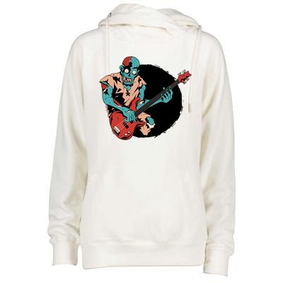 Zombie Playing Bass Womens Funnel Neck Pullover Hood