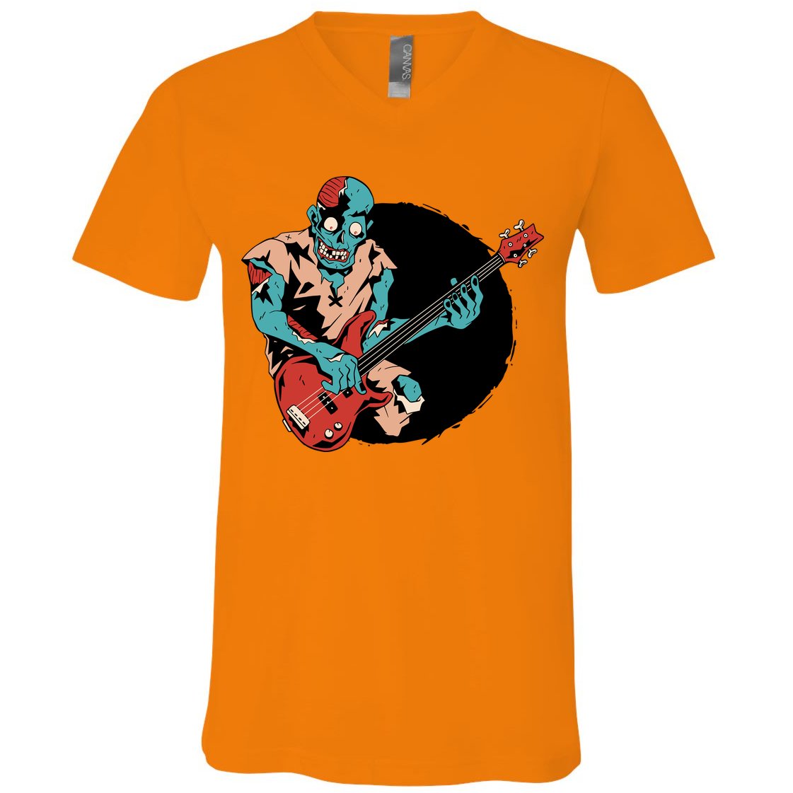 Zombie Playing Bass V-Neck T-Shirt