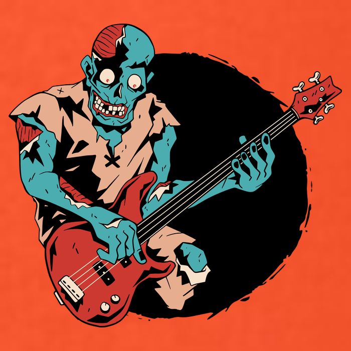 Zombie Playing Bass Magnet