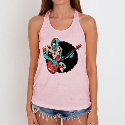 Zombie Playing Bass Women's Knotted Racerback Tank