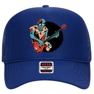 Zombie Playing Bass High Crown Mesh Back Trucker Hat