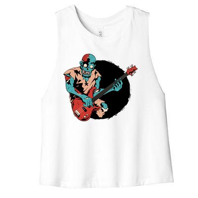 Zombie Playing Bass Women's Racerback Cropped Tank