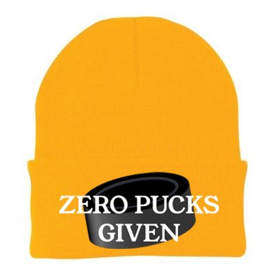 Zero Pucks Given Funny Hockey Gift Knit Cap Winter Beanie