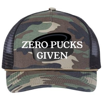 Zero Pucks Given Funny Hockey Gift Retro Rope Trucker Hat Cap