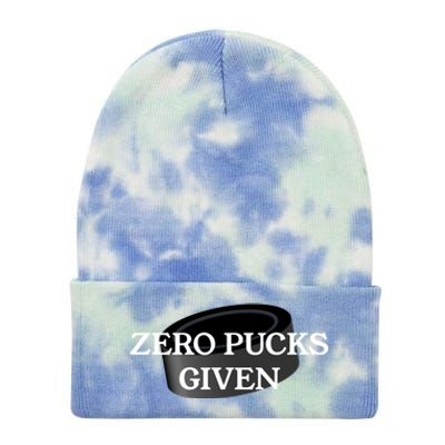 Zero Pucks Given Funny Hockey Gift Tie Dye 12in Knit Beanie