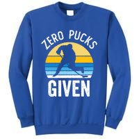 Zero Pucks Given Funny Hockey Saying Vintage Sunset Lover Gift Sweatshirt