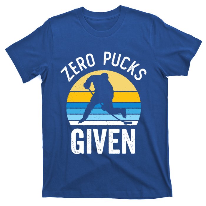 Zero Pucks Given Funny Hockey Saying Vintage Sunset Lover Gift T-Shirt