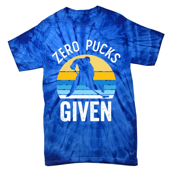 Zero Pucks Given Funny Hockey Saying Vintage Sunset Lover Gift Tie-Dye T-Shirt