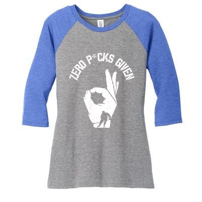 Zero Pucks Given Funny Ice Hockey Player Retro Vintage Joke Gift Women's Tri-Blend 3/4-Sleeve Raglan Shirt