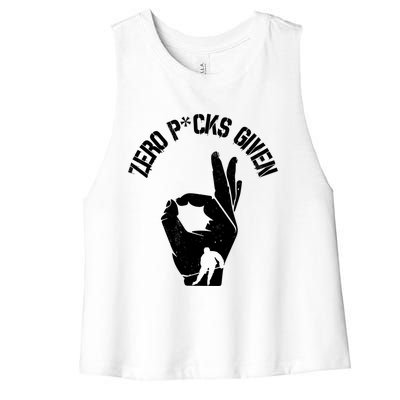 Zero Pucks Given Funny Ice Hockey Player Retro Vintage Joke Gift Women's Racerback Cropped Tank