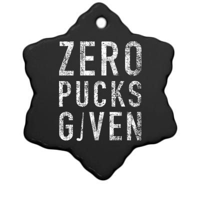 Zero Pucks Given Funny Rude Ice Hockey Stick Pun Great Gift Ceramic Star Ornament