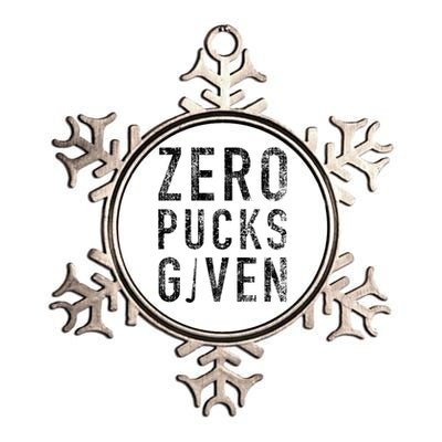 Zero Pucks Given Funny Rude Ice Hockey Stick Pun Great Gift Metallic Star Ornament