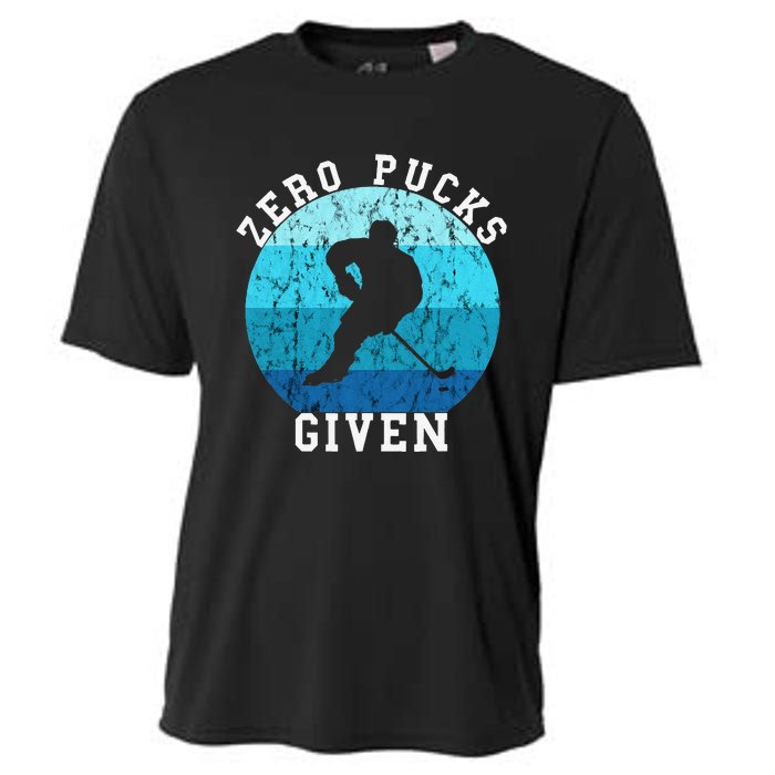 Zero Pucks Given Retro Ocean Water Ice Hockey Player Cooling Performance Crew T-Shirt