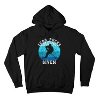 Zero Pucks Given Retro Ocean Water Ice Hockey Player Hoodie