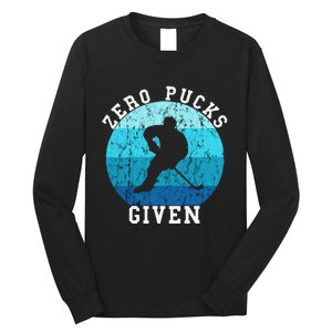 Zero Pucks Given Retro Ocean Water Ice Hockey Player Long Sleeve Shirt