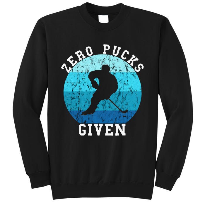 Zero Pucks Given Retro Ocean Water Ice Hockey Player Sweatshirt