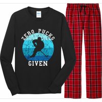 Zero Pucks Given Retro Ocean Water Ice Hockey Player Long Sleeve Pajama Set