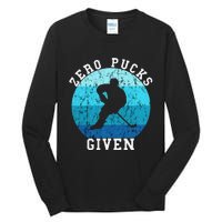 Zero Pucks Given Retro Ocean Water Ice Hockey Player Tall Long Sleeve T-Shirt