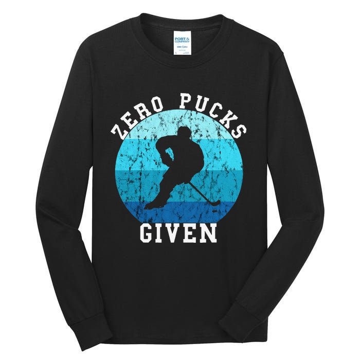 Zero Pucks Given Retro Ocean Water Ice Hockey Player Tall Long Sleeve T-Shirt