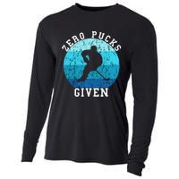 Zero Pucks Given Retro Ocean Water Ice Hockey Player Cooling Performance Long Sleeve Crew