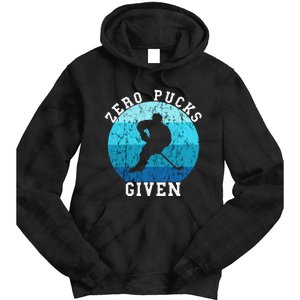 Zero Pucks Given Retro Ocean Water Ice Hockey Player Tie Dye Hoodie