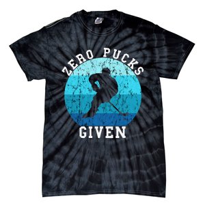 Zero Pucks Given Retro Ocean Water Ice Hockey Player Tie-Dye T-Shirt