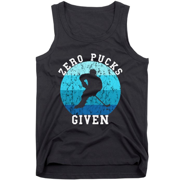 Zero Pucks Given Retro Ocean Water Ice Hockey Player Tank Top