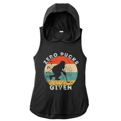 Zero Pucks Given Ice Hockey Player Retro Vintage Sunset Gift Ladies PosiCharge Tri-Blend Wicking Draft Hoodie Tank