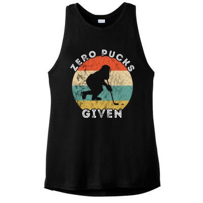 Zero Pucks Given Ice Hockey Player Retro Vintage Sunset Gift Ladies PosiCharge Tri-Blend Wicking Tank