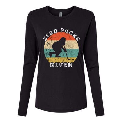 Zero Pucks Given Ice Hockey Player Retro Vintage Sunset Gift Womens Cotton Relaxed Long Sleeve T-Shirt