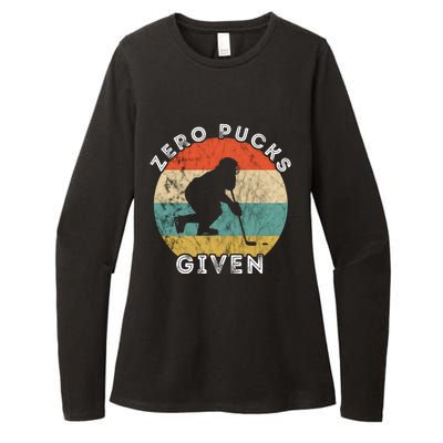 Zero Pucks Given Ice Hockey Player Retro Vintage Sunset Gift Womens CVC Long Sleeve Shirt