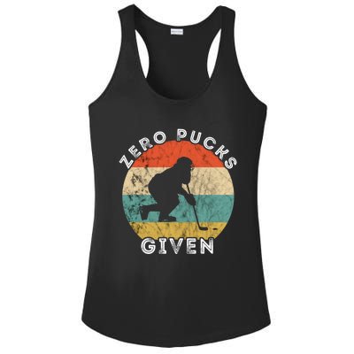 Zero Pucks Given Ice Hockey Player Retro Vintage Sunset Gift Ladies PosiCharge Competitor Racerback Tank