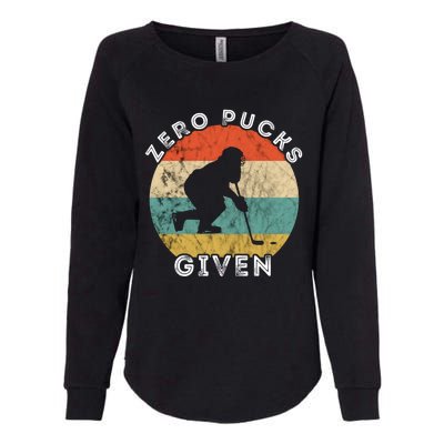 Zero Pucks Given Ice Hockey Player Retro Vintage Sunset Gift Womens California Wash Sweatshirt