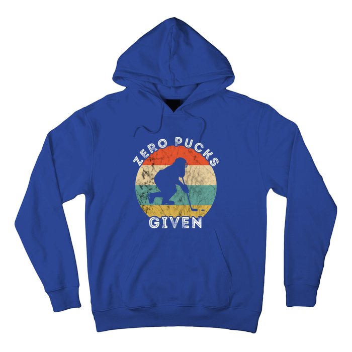 Zero Pucks Given Ice Hockey Player Retro Vintage Sunset Gift Hoodie