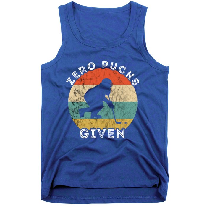 Zero Pucks Given Ice Hockey Player Retro Vintage Sunset Gift Tank Top