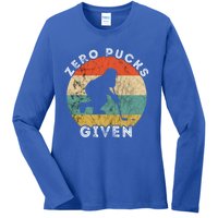 Zero Pucks Given Ice Hockey Player Retro Vintage Sunset Gift Ladies Long Sleeve Shirt