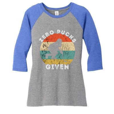 Zero Pucks Given Ice Hockey Player Retro Vintage Sunset Gift Women's Tri-Blend 3/4-Sleeve Raglan Shirt