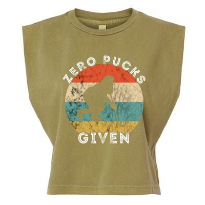 Zero Pucks Given Ice Hockey Player Retro Vintage Sunset Gift Garment-Dyed Women's Muscle Tee