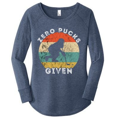 Zero Pucks Given Ice Hockey Player Retro Vintage Sunset Gift Women's Perfect Tri Tunic Long Sleeve Shirt