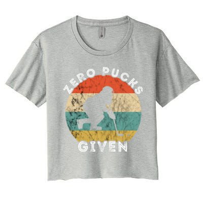 Zero Pucks Given Ice Hockey Player Retro Vintage Sunset Gift Women's Crop Top Tee