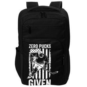 Zero Pucks Given Ice Hockey Player Sport Athlete Hockey Fan Gift Impact Tech Backpack