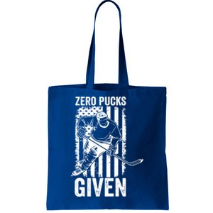 Zero Pucks Given Ice Hockey Player Sport Athlete Hockey Fan Gift Tote Bag