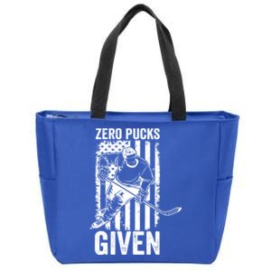 Zero Pucks Given Ice Hockey Player Sport Athlete Hockey Fan Gift Zip Tote Bag