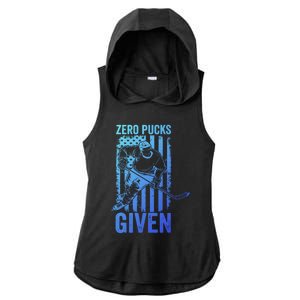 Zero Pucks Given Ice Hockey Player Sport Athlete Hockey Fan Gift Ladies PosiCharge Tri-Blend Wicking Draft Hoodie Tank