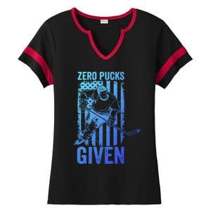 Zero Pucks Given Ice Hockey Player Sport Athlete Hockey Fan Gift Ladies Halftime Notch Neck Tee