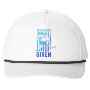 Zero Pucks Given Ice Hockey Player Sport Athlete Hockey Fan Gift Snapback Five-Panel Rope Hat