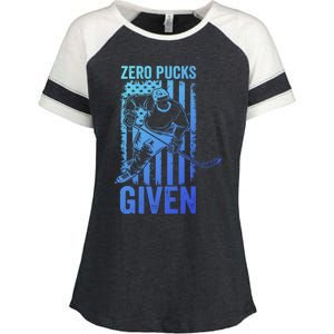 Zero Pucks Given Ice Hockey Player Sport Athlete Hockey Fan Gift Enza Ladies Jersey Colorblock Tee